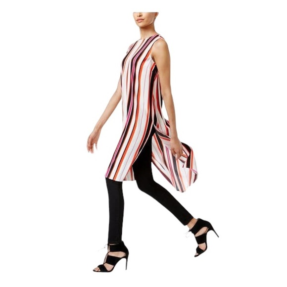Vince Camuto womens 121 Ivory striped sleeveless high low top size small - Picture 1 of 13